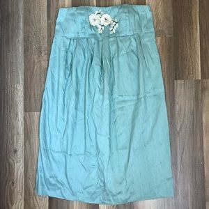NWT silk, mint, strapless dress w beading, medium